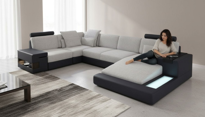 Design Sofy Żywy krajobraz Narożnikowa kanapa Skóra U Shape Sofa Kanapa Podkładka Kanapy Nowość