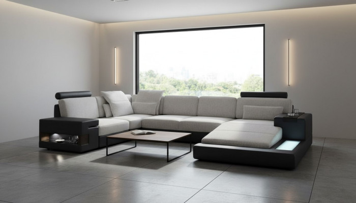 Design Sofy Żywy krajobraz Narożnikowa kanapa Skóra U Shape Sofa Kanapa Podkładka Kanapy Nowość