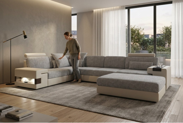 Salon w kształcie litery L nowoczesny design sofa sofy część wypoczynkowa z Stołek salon Meble