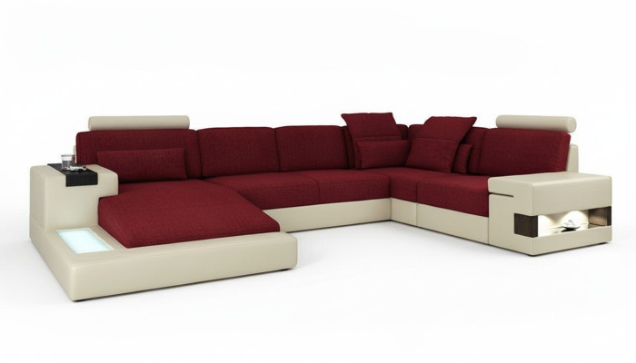 Sofa skórzana Sofa designerska U Shape Żywy krajobraz Couch Podkładka Narożnikowa kanapa Nowość