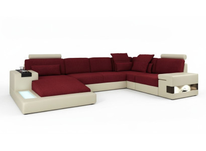 Sofa skórzana Sofa designerska U Shape Żywy krajobraz Couch Podkładka Narożnikowa kanapa Nowość