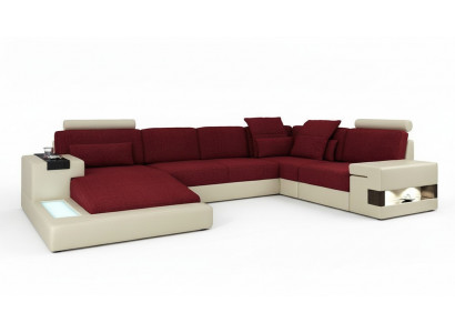 Sofa skórzana Sofa designerska U Shape Żywy krajobraz Couch Podkładka Narożnikowa kanapa Nowość