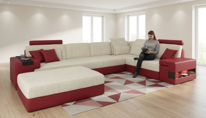 Żywy krajobraz U Form Narożnik Sofa Podkładka Kanapa Narożnik Skóra Sofa Kanapy Meble Nowe