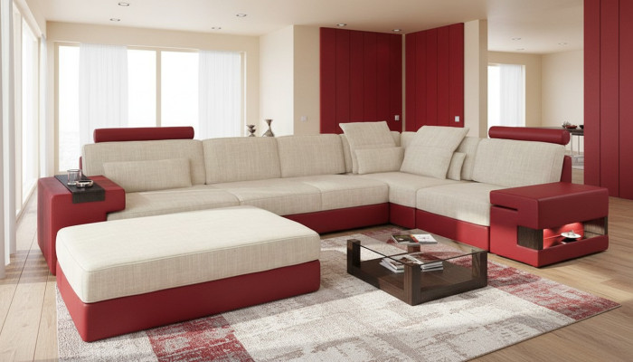 Żywy krajobraz U Form Narożnik Sofa Podkładka Kanapa Narożnik Skóra Sofa Kanapy Meble Nowe