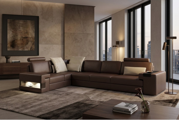 Salon Brązowe Meble Włókiennicze Sofy Narożnikowa kanapa L Shape Couch Meble tapicerowane Sofa rozkładana