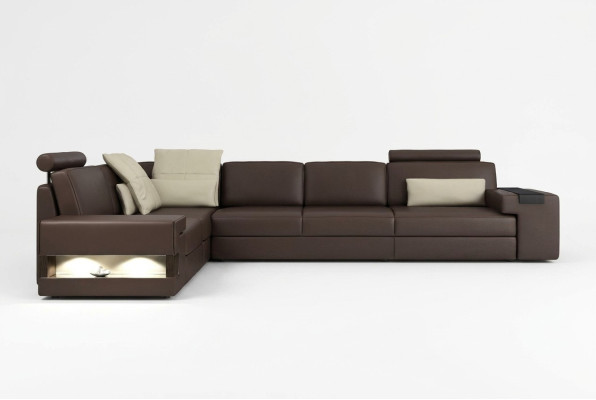Salon Brązowe Meble Włókiennicze Sofy Narożnikowa kanapa L Shape Couch Meble tapicerowane Sofa rozkładana