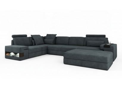 Design Sofa Narożnik ze Stołkiem Meble tapicerowane Salon L-Shape Nowoczesny Luksus