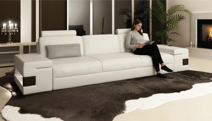 Nowoczesna luksusowa designerska sofa 3 miejsce do siedzenia Meble Podkładka włókiennicza Białe kanapy xxl duże