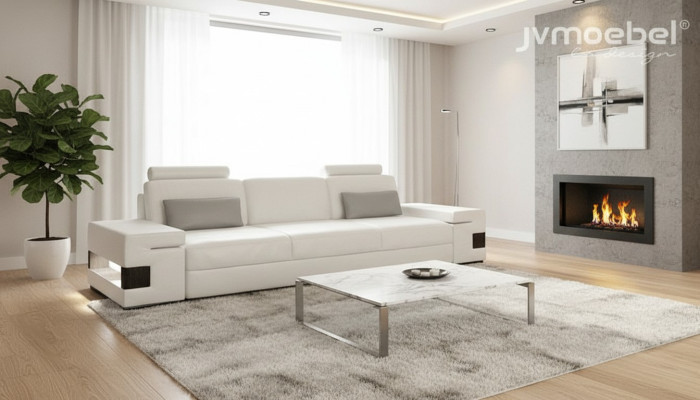 Nowoczesna luksusowa designerska sofa 3 miejsce do siedzenia Meble Podkładka włókiennicza Białe kanapy xxl duże