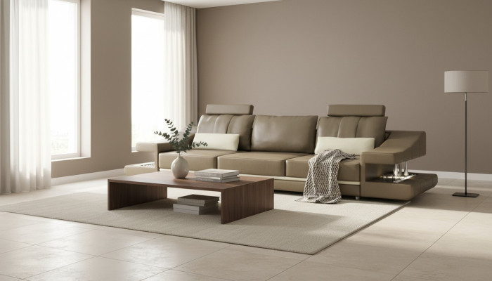 Nowoczesna Designerska Luksusowa Sofa 3 miejsce do siedzenia Meble Podkładka Skóra Brązowe Duże Sofy Kanapy