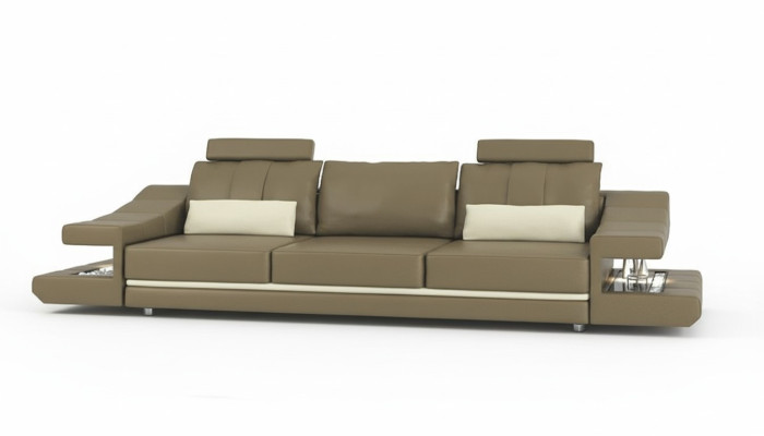 Nowoczesna Designerska Luksusowa Sofa 3 miejsce do siedzenia Meble Podkładka Skóra Brązowe Duże Sofy Kanapy