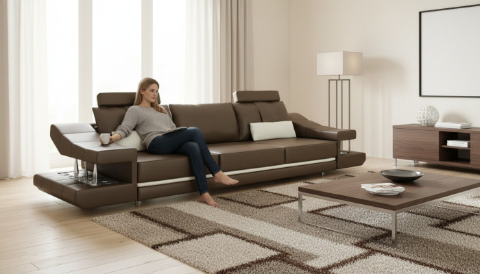 Nowoczesna luksusowa designerska sofa 3 miejsce do siedzenia Meble Podkładka Włókienniczy Brązowe kanapy Narożnik