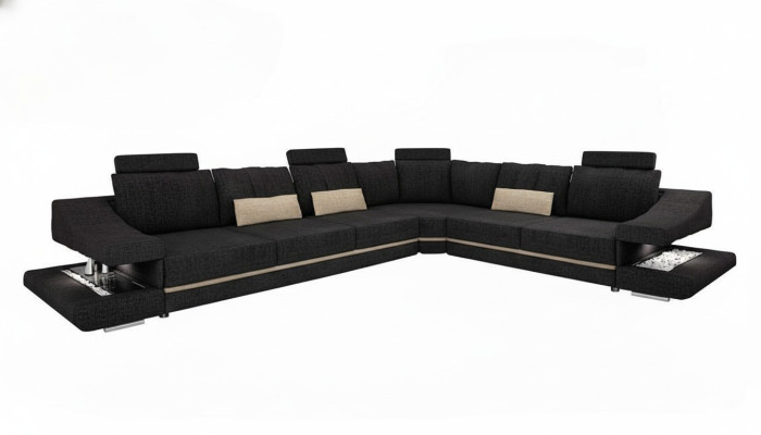 Salon Włókienniczy Czarny Sofa Sofy L-ShapeSeat Kolor Narożnikowa kanapa Kanapa Meble tapicerowane