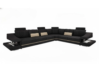 Salon Włókienniczy Czarny Sofa Sofy L-ShapeSeat Kolor Narożnikowa kanapa Kanapa Meble tapicerowane