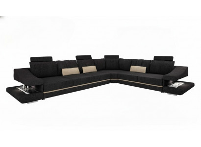 Salon Włókienniczy Czarny Sofa Sofy L-ShapeSeat Kolor Narożnikowa kanapa Kanapa Meble tapicerowane