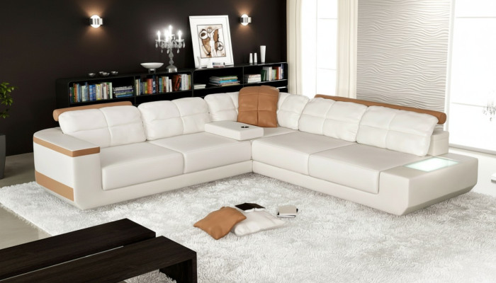 Design Nowoczesna Sofa L-Shape XXL Kanapa Narożnikowa kanapa Skóra Żywy krajobraz