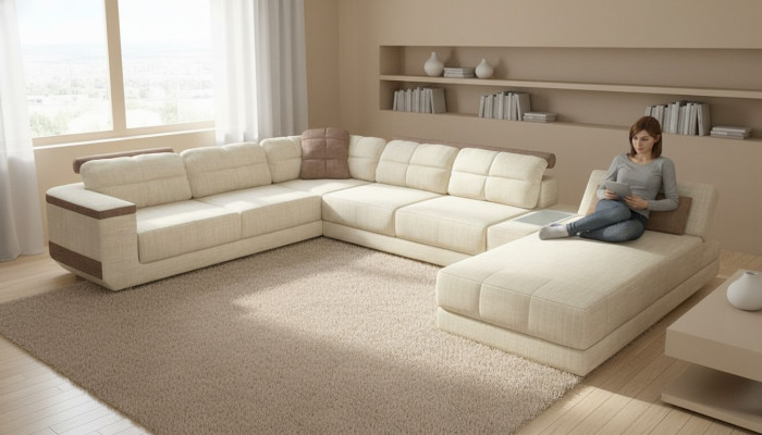 Design Narożnikowa kanapa Kształt U Nowoczesna Sofa Żywy krajobraz Podkładka Funkcja łóżka Meble New