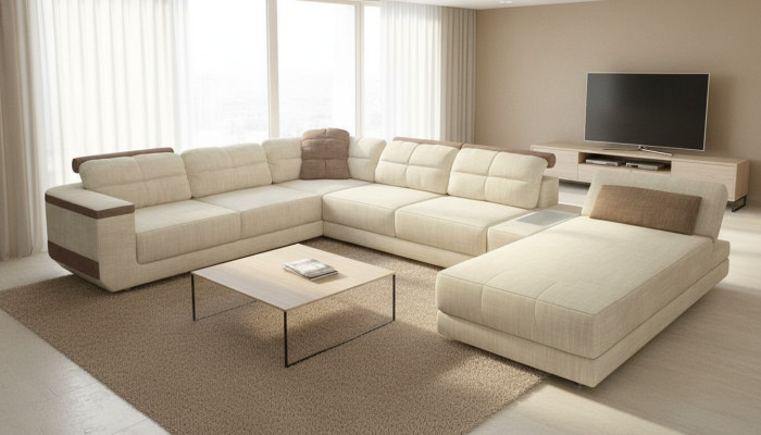 Design Narożnikowa kanapa Kształt U Nowoczesna Sofa Żywy krajobraz Podkładka Funkcja łóżka Meble New