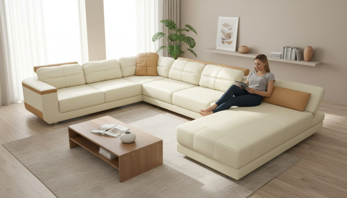 Projektant Skóra Materiał Siedziba Nowoczesna Narożnikowa kanapa UForm Living Room Design Kanapa Podkładka