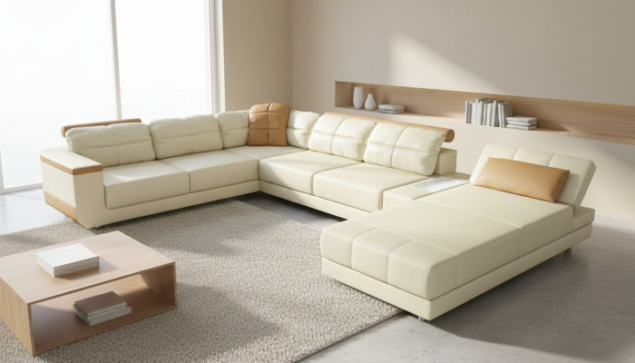 Projektant Skóra Materiał Siedziba Nowoczesna Narożnikowa kanapa UForm Living Room Design Kanapa Podkładka