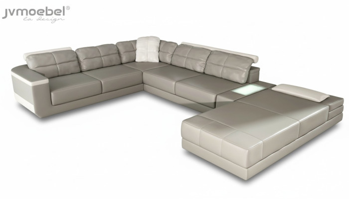 Żywy krajobraz Narożnikowa kanapa Kanapa Szara Skóra Podkładka Siedziba Narożnik Sofa U Shape Sofy Nowość