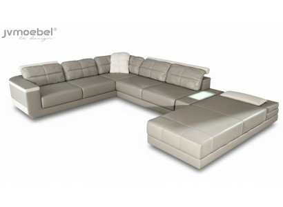 Żywy krajobraz Narożnikowa kanapa Kanapa Szara Skóra Podkładka Siedziba Narożnik Sofa U Shape Sofy Nowość