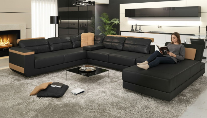 Nowoczesne sofy Żywy krajobraz Narożnikowa kanapa Materiał Kształt U Couch Design Podkładka Włókienniczy Narożnik