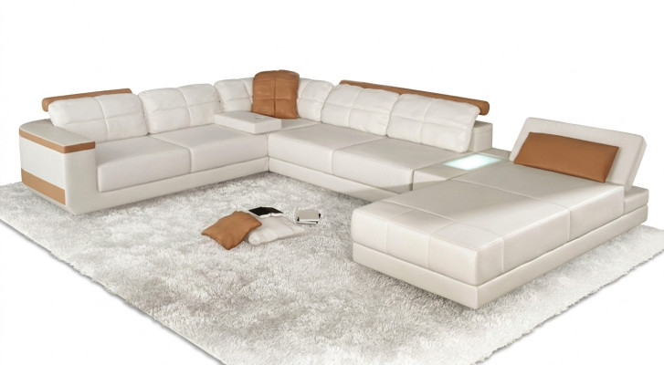 Narożnikowa kanapa Kształt U Sofa Kanapa Włókienniczy Sofy Design Żywy krajobraz Funkcja łóżka Skóra
