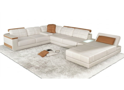 Narożnikowa kanapa Kształt U Sofa Kanapa Włókienniczy Sofy Design Żywy krajobraz Funkcja łóżka Skóra