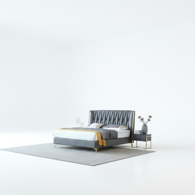 Hotel Luxury Design łóżko Podkładka Metalowa Skóra Sypialnia Stal odporna