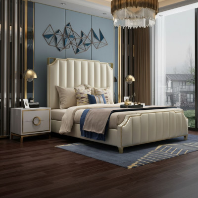 Designerskie łóżko 180x200cm Dubai Double Hotel Drewno Sypialnia Luxury
