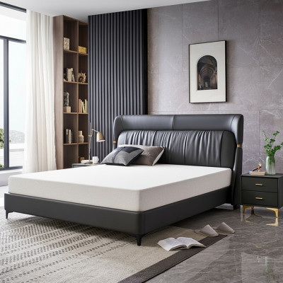 Luksusowe łóżko Sypialnia Skóra Podkładka Deco Łóżko podwójne Metal Design