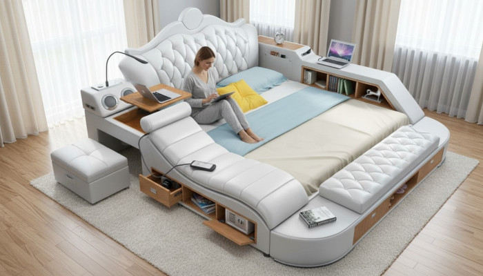 Chesterfield podwójne luksusowe łóżko Podkładka łóżka 180x200 wielofunkcyjne