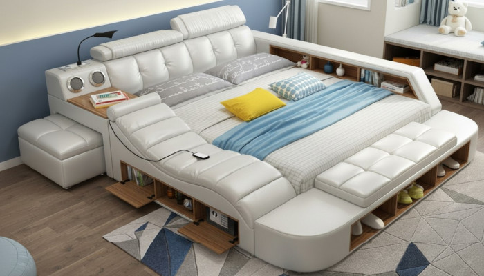 Design Łóżko XXL Duże łóżko Skóra Podkładka Hotelowa 180x200cm wielofunkcyjna