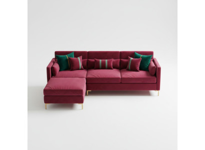 Żywy krajobraz Narożnikowa kanapa L-form Relaks Aksamit Solidne drewno Siedziba Design Couch Lounge nowość