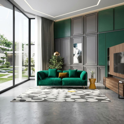 Sofa 2 miejsce do siedzenia Velvet dwuosobowa Relaks Aksamit Drewno Club Siedziba Design Couch Lounge