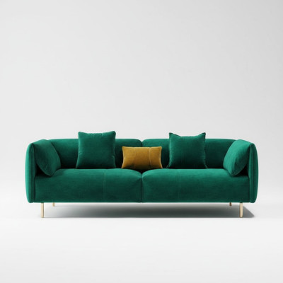Sofa 2 miejsce do siedzenia Velvet dwuosobowa Relaks Aksamit Drewno Club Siedziba Design Couch Lounge