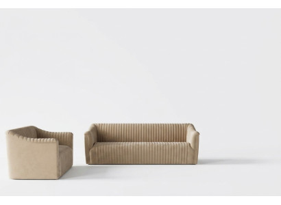 Aksamit Sofa 2 miejsce siedzące Żywy krajobraz Relaks Solidne drewno Siedziba Design Couch Lounge
