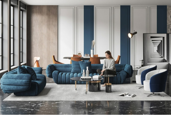 Aksamit Sofa 2 miejsce siedzące Żywy krajobraz Solidne drewno Relaks Siedziba Design Couch Lounge