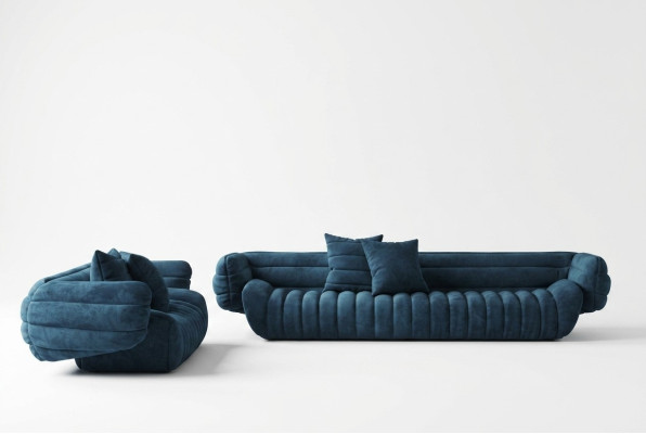 Aksamit Sofa 2 miejsce siedzące Żywy krajobraz Solidne drewno Relaks Siedziba Design Couch Lounge