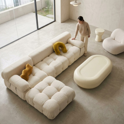 Narożnikowa kanapa L-form Żywy krajobraz Relaks Siedziba Design Couch Lounge Narożnik Modern Włókienniczy