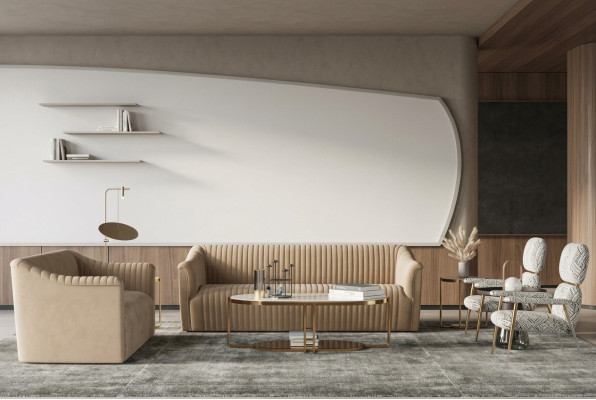 Zestaw sofowy 3+1 miejsce do siedzenia Żywy krajobraz Relaks Aksamit Siedziba Design Couch Lounge Nowość