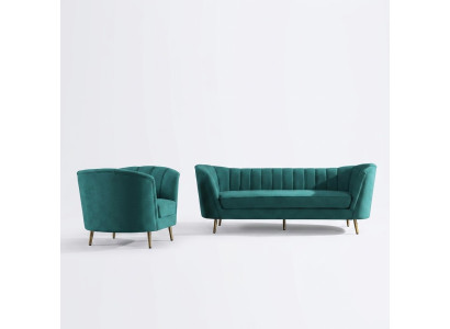 Żywy krajobraz Relaks Aksamit Siedziba Design Couch Lounge Zestaw sofowy 3+1 miejsce do siedzenia Meble