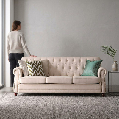Chesterfield Sofa 3 miejsce do siedzenia Żywy krajobraz Relaks Siedziba Design Couch Lounge Sofy