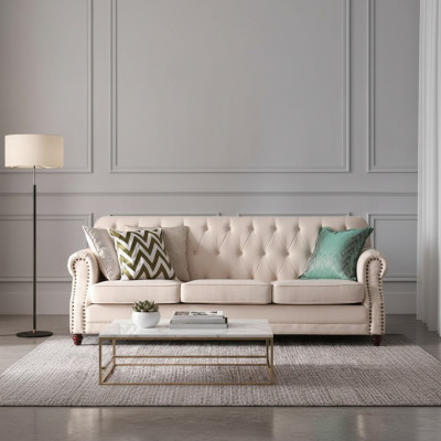 Chesterfield Sofa 3 miejsce do siedzenia Żywy krajobraz Relaks Siedziba Design Couch Lounge Sofy