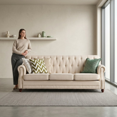 Zestaw sofowy 3+1 miejsce do siedzenia Material Sofa Chesterfield Grupa Obcios Couch Sofy