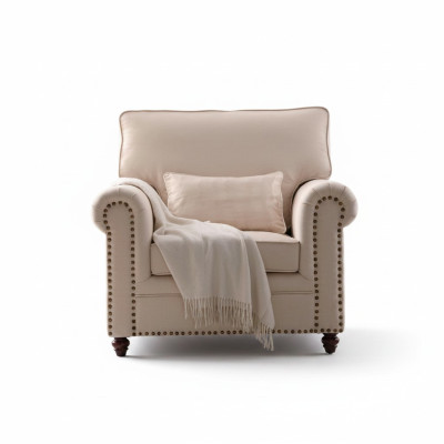 Fotel Materiał Sofa Jednoosobowa Meble Relaks Siedziba Design Couch Lounge Włókienniczy wiejski dom