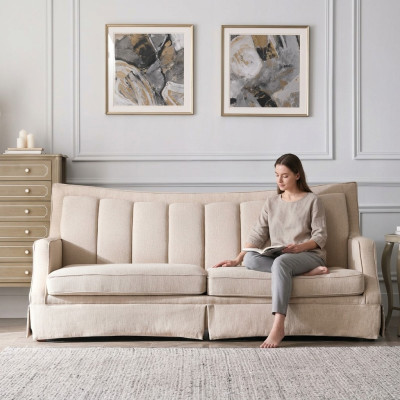 Materiał Sofa Trzyosobowa Meble Relaks Siedziba Design Kanapa Sofy wypoczynkowe Włókienniczy 3 miejsce siedzące