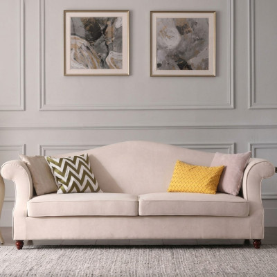 Kanapa 3 miejsce do siedzenia Lounge Materiał Sofa Żywy krajobraz Relaks Siedziba Design Sofy Włókienniczy