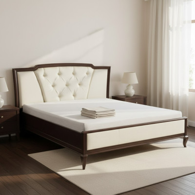Podwójne łóżko łóżko Design Hotel Luxury Podkładka Marriage Drewno 180 x 200cm Meble Nowe